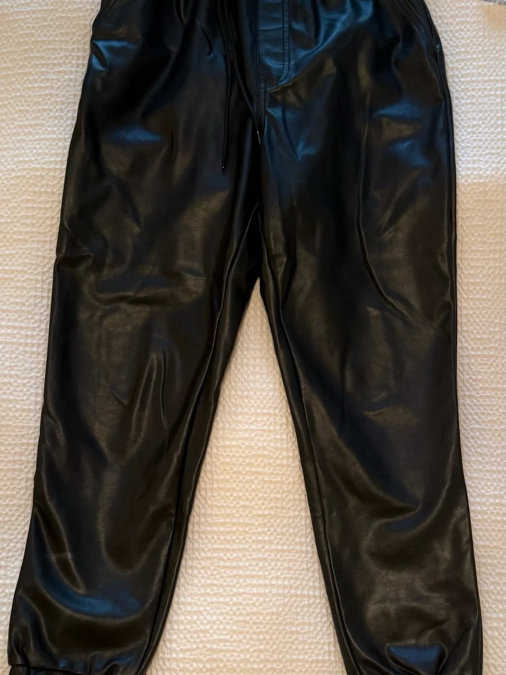 Abercrombie Black Faux Leather Joggers | Size = S